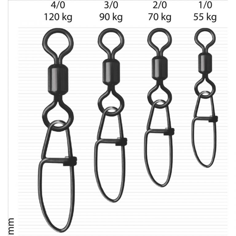 ROLLING SWIVEL WITH SNAP BIG GAME 1055kg BLN BAG