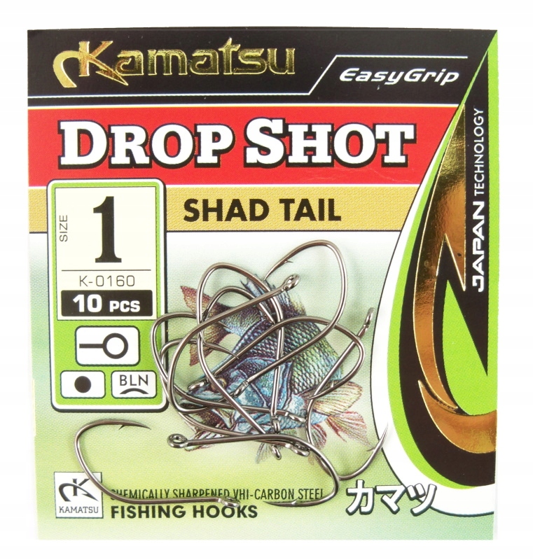 HOOK KAMATSU DROPSHOT SHAD TAIL 1BLNR BAG 10 PCS