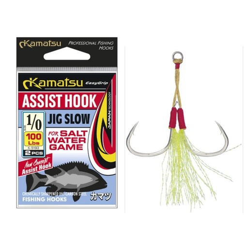 [519300010] ASSIST HOOK JIG SLOW 1/0 100Lbs OPP. 2PCS K-5193